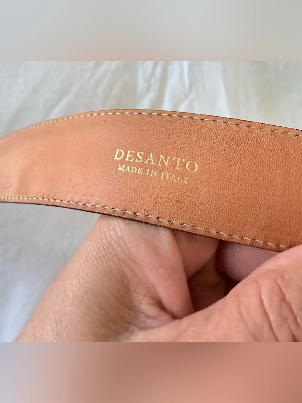 Desanto | Men’s 38 | Black Pebbled Leather Belt Silver Tone Buckle Contemporary